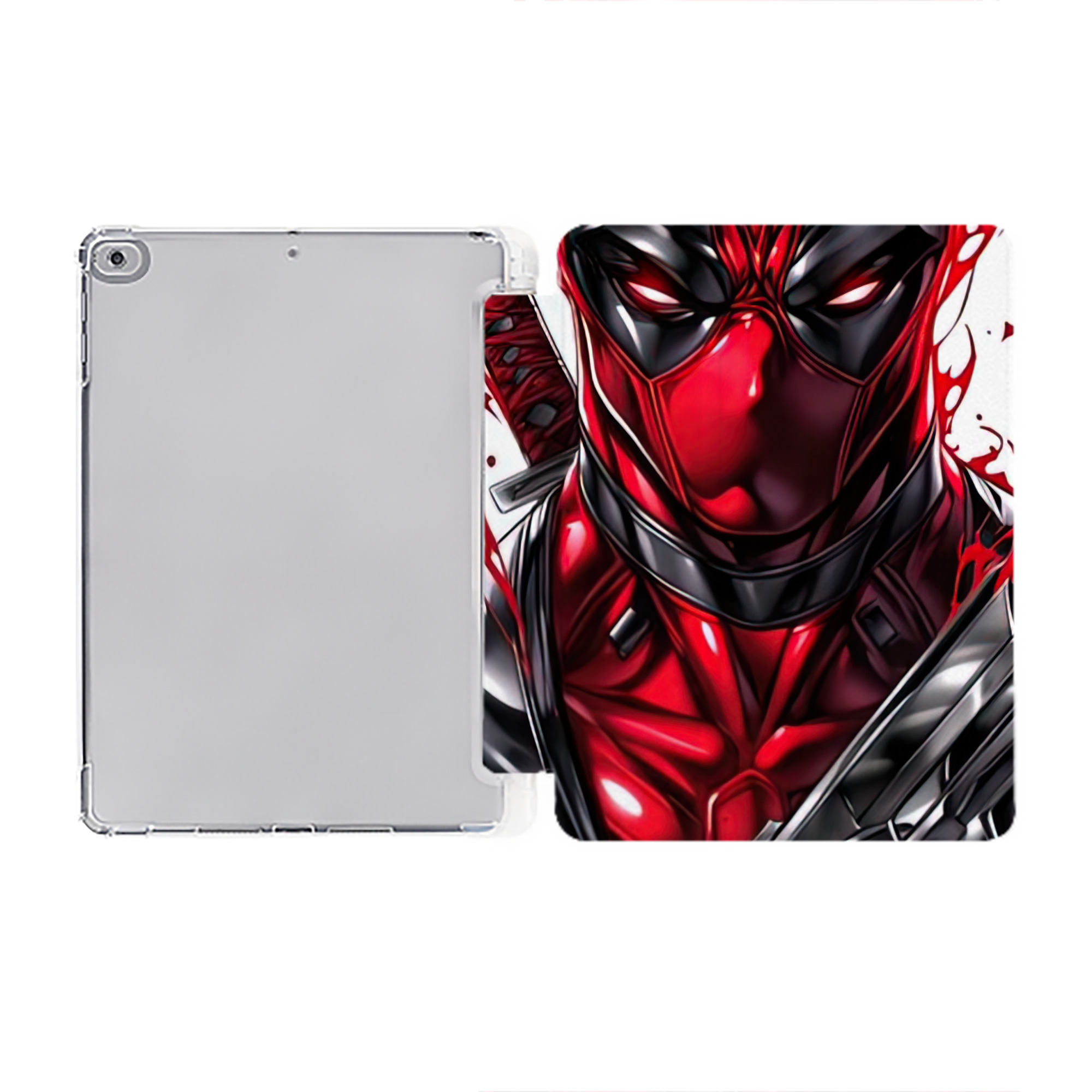 （画像用） Deadpool デッドプール IPad ケース ペン収納付き 三つ折りスタンド PUレザー×シリコン 対応機種9.5/10.5/10.9インチ